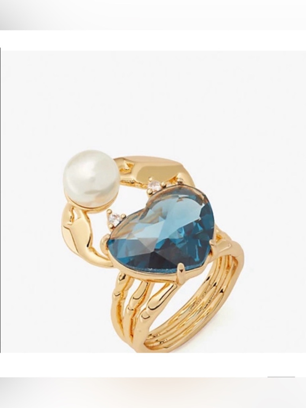KATE SPADE SEA STAR HEART CRAB PEARL RING - SIZE 8 - Picture 4 of 10